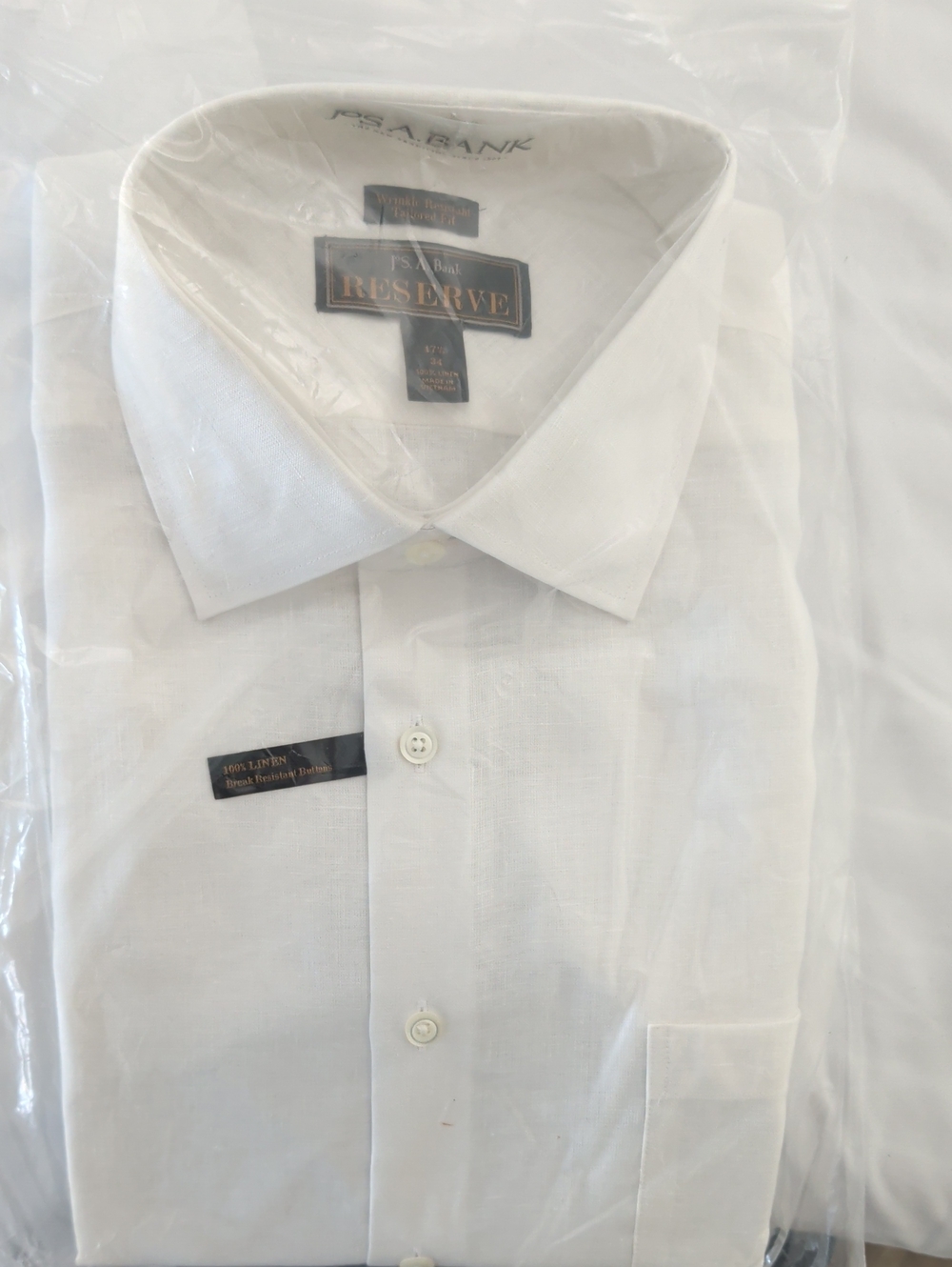 Jos. A. Bank White Linen Dress Shirt - Classic Spread Collar